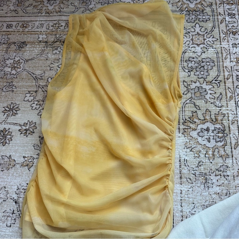 Zara yellow mesh tank